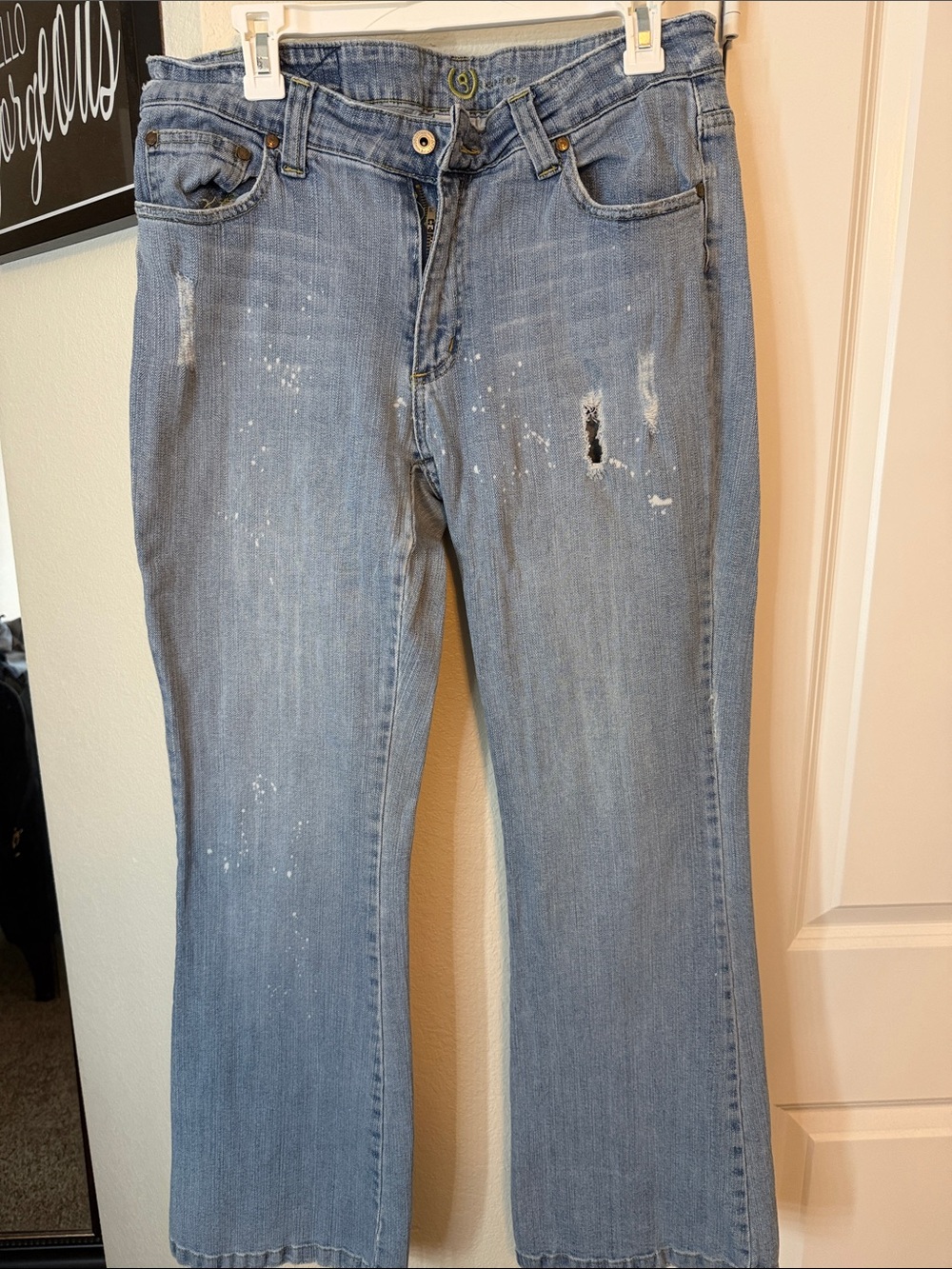 Light Blue Flare Jeans with Subtle Paint-Effect